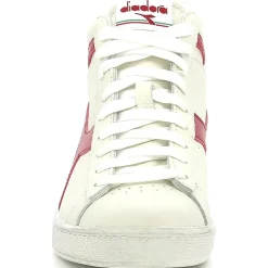 Baskets en Cuir Game L Hi Waxed blanc/rouge