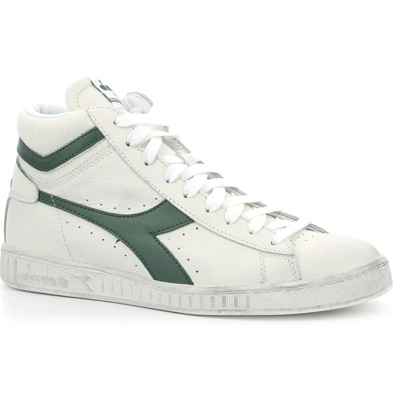 Baskets en Cuir Game L Hi Waxed blanc/vert