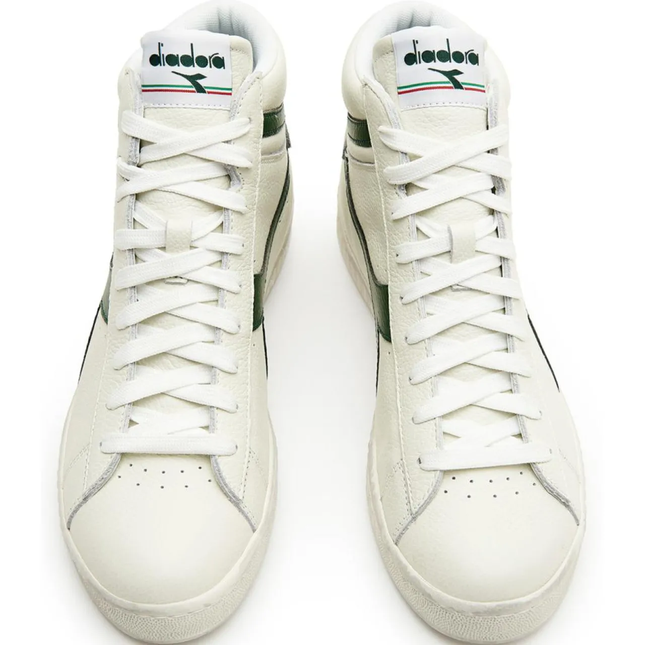 Baskets en Cuir Game L Hi Waxed blanc/vert