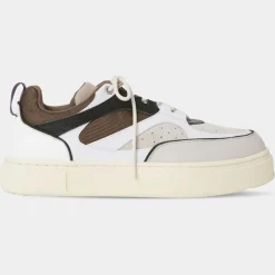 Baskets en Cuir Sidney blanc/marron