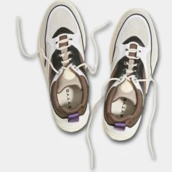 Baskets en Cuir Sidney blanc/marron