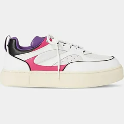 Baskets en Cuir Sidney blanc/rose