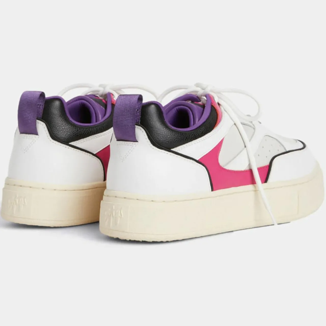 Baskets en Cuir Sidney blanc/rose