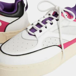 Baskets en Cuir Sidney blanc/rose