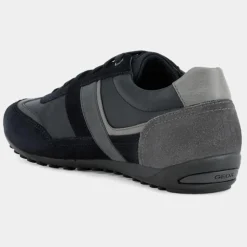 Baskets en Cuir Wells bleu/gris