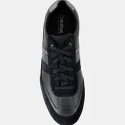 Baskets en Cuir Wells bleu/gris