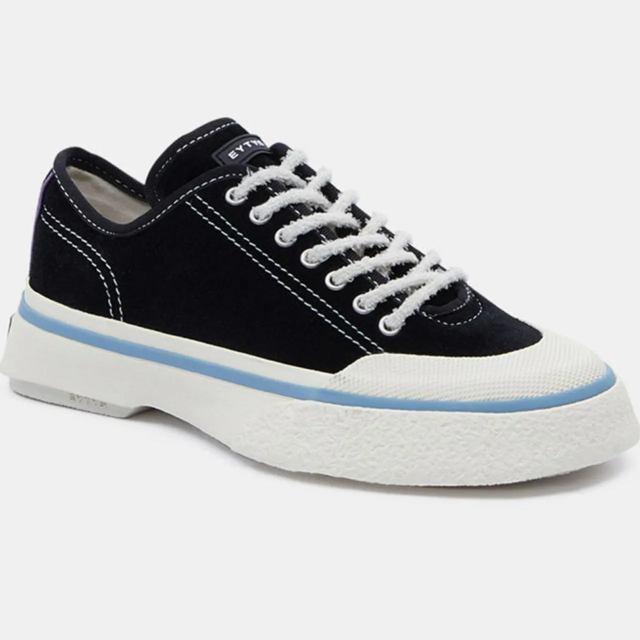 Baskets en Velours de Cuir Laguna blanc/noir