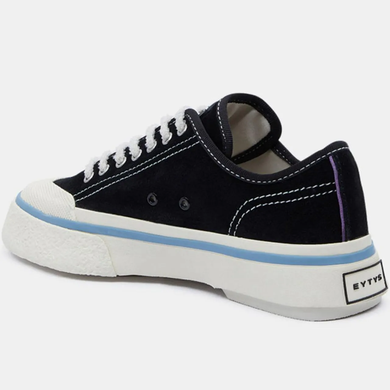 Baskets en Velours de Cuir Laguna blanc/noir