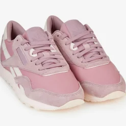 Baskets en Velours de Cuir & Mesh Cl Nylon J4 roses