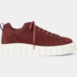 Baskets en Velours de Cuir Odessa bordeaux