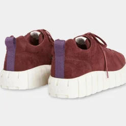 Baskets en Velours de Cuir Odessa bordeaux