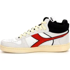 Baskets en Velours de Cuir Magic B blanc/noir/rouge