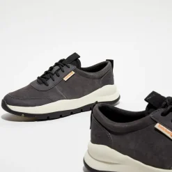 Baskets en Velours de Cuir Boroughs anthracite