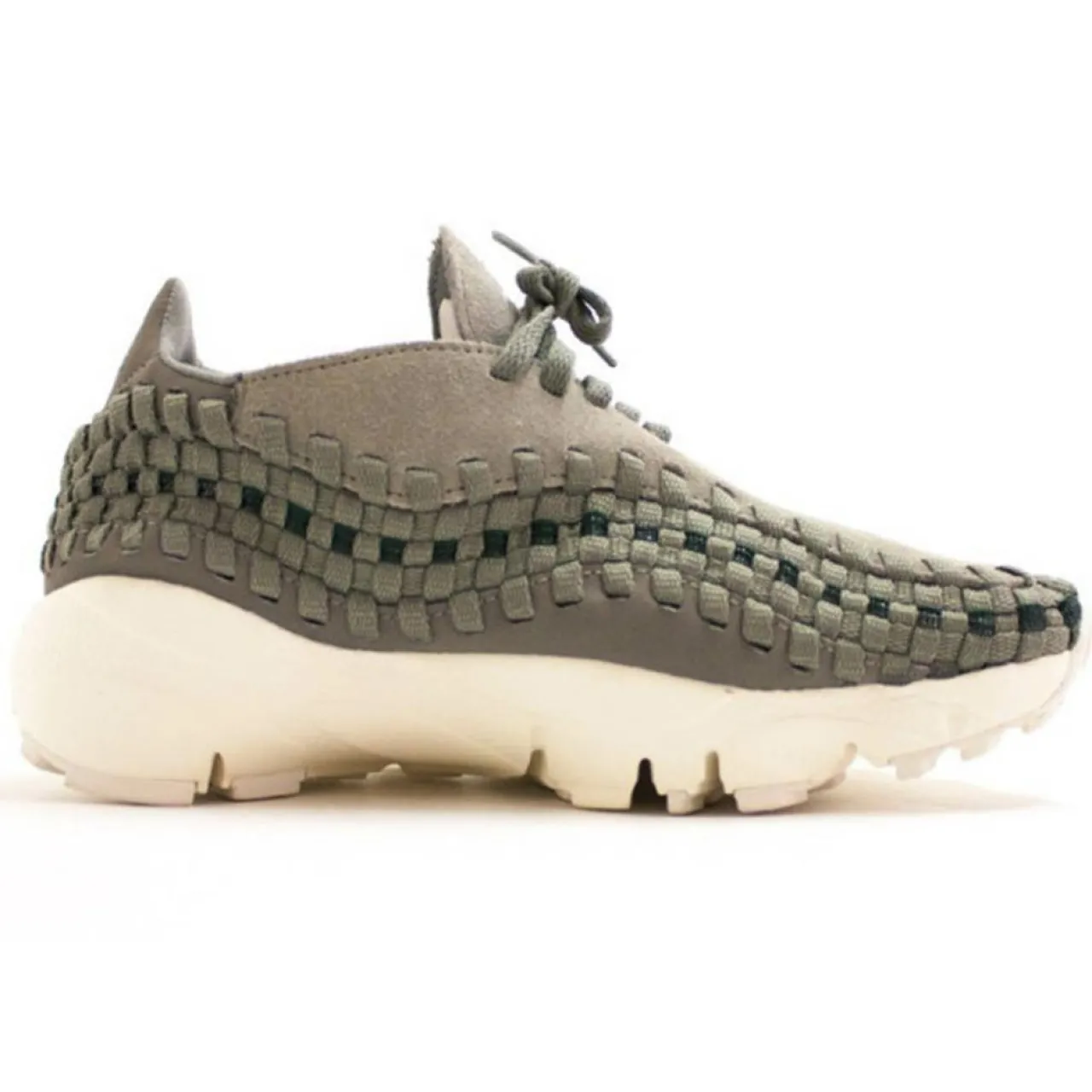 Baskets en Velours de Cuir Wmn Footscape Woven gris/vert/blanc