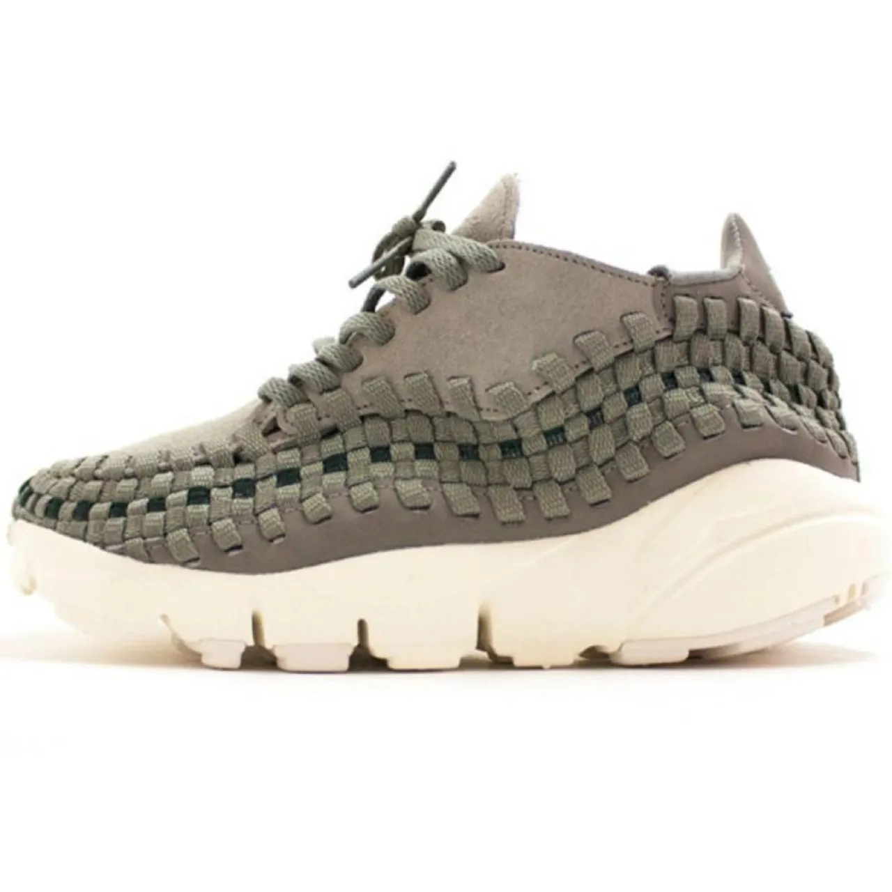 Baskets en Velours de Cuir Wmn Footscape Woven gris/vert/blanc