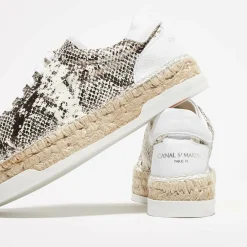 Baskets espadrilles en Cuir Lancry python blanc/doré