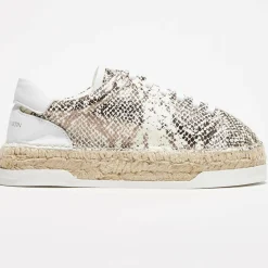 Baskets espadrilles en Cuir Lancry python blanc/doré