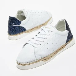 Baskets espadrilles en Cuir Lancry glitter blanc/bleu
