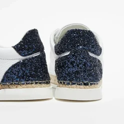 Baskets espadrilles en Cuir Lancry glitter blanc/bleu