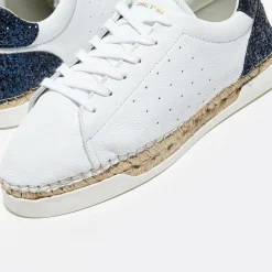 Baskets espadrilles en Cuir Lancry glitter blanc/bleu