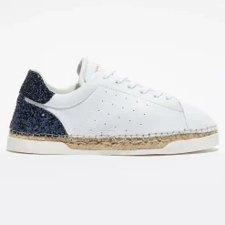 Baskets espadrilles en Cuir Lancry glitter blanc/bleu