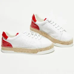 Baskets espadrilles en Cuir Lancry blanc/rouge