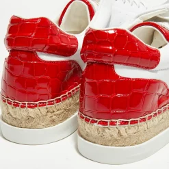 Baskets espadrilles en Cuir Lancry blanc/rouge