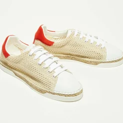 Baskets espadrilles en Cuir & Toile Lancry Beach beiges