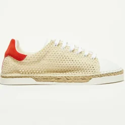 Baskets espadrilles en Cuir & Toile Lancry Beach beiges