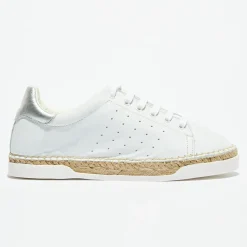 Baskets espadrilles en Cuir Lancry blanc/argenté