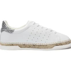 Baskets espadrilles en Cuir Lancry Glitter blanc/argenté
