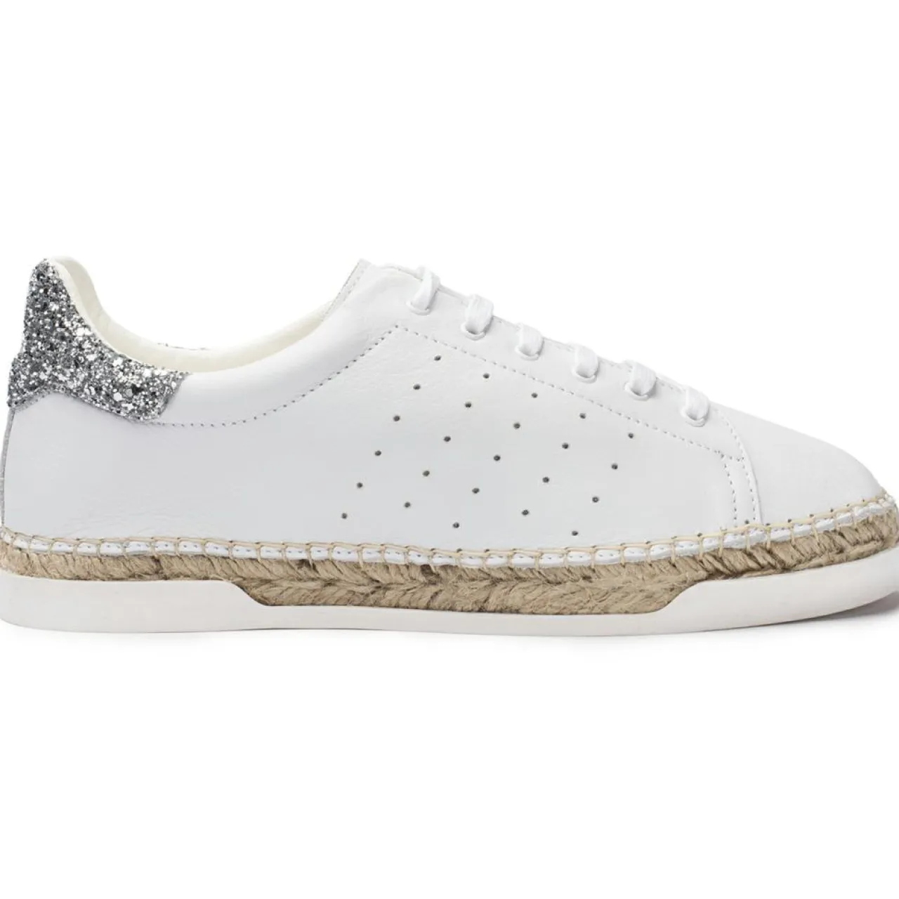 Baskets espadrilles en Cuir Lancry Glitter blanc/argenté