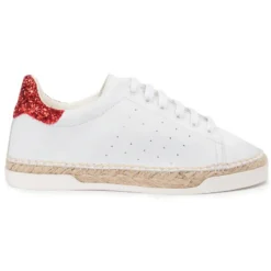 Baskets espadrilles en Cuir Lancry Glitter blanc/rouge