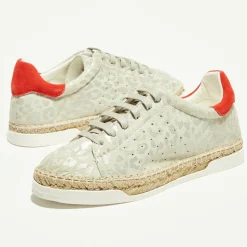 Baskets espadrilles en Cuir Lancry gris/léopard