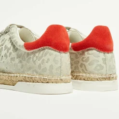 Baskets espadrilles en Cuir Lancry gris/léopard