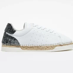 Baskets espadrilles en Cuir Lancry glitter blanc/vert