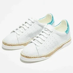 Baskets espadrilles en Cuir Lancry Roma blanc/bleu acqua
