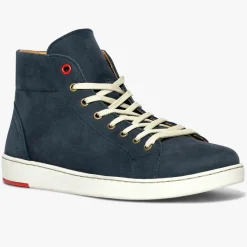 Baskets montantes en Velours de Cuir Hadrien marine