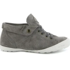 Baskets montantes en Velours de Cuir Gaetane gris moyen