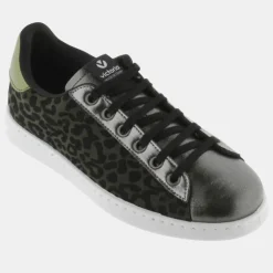 Baskets Olza imprimé serpent métallisé argenté/kaki