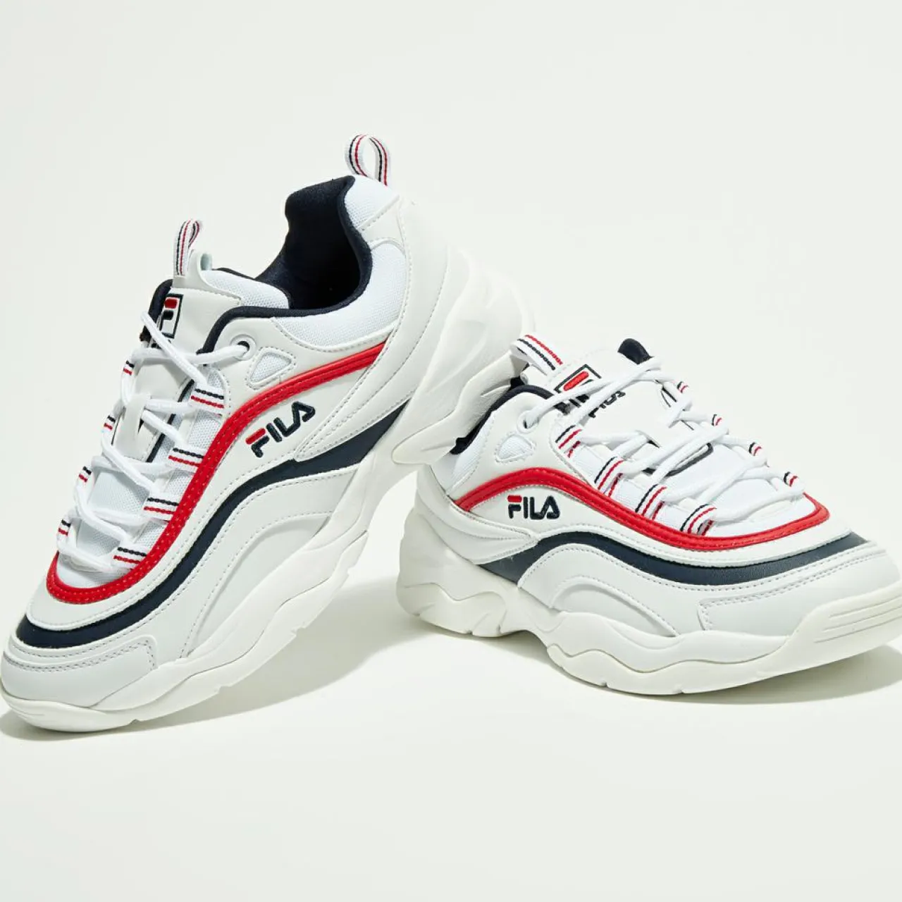 Baskets Ray Low blanc/marine/rouge
