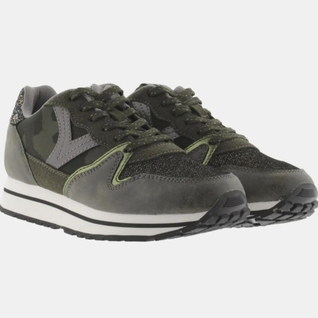 Baskets Running kaki/noir