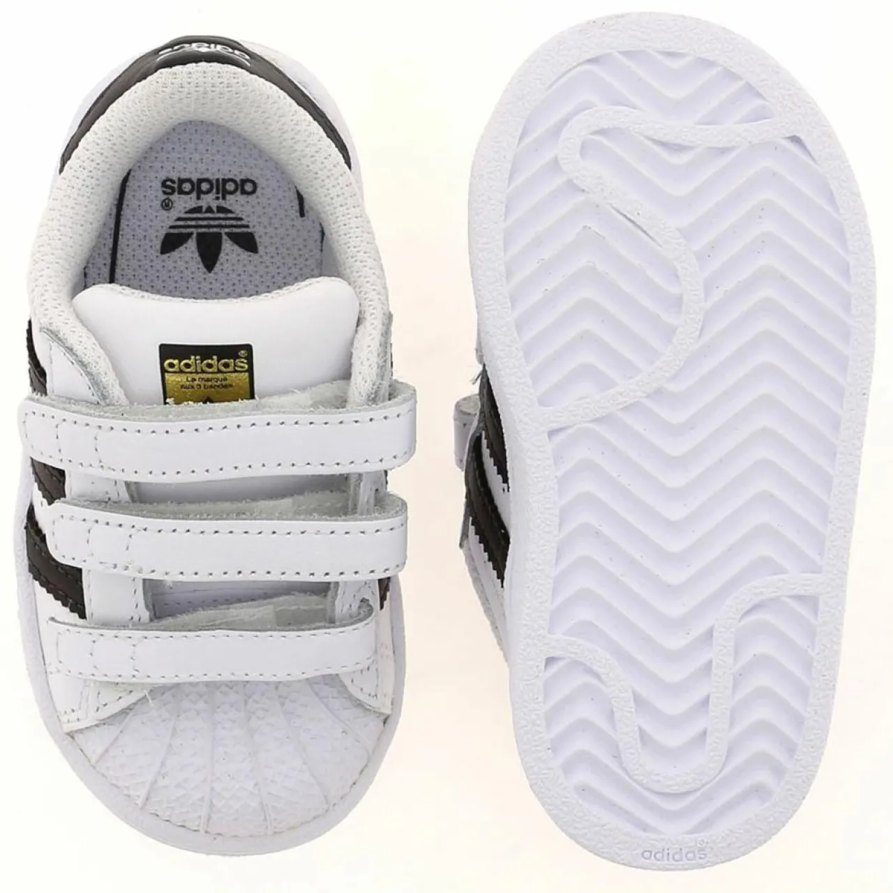 Baskets Superstar en Cuir à scratch blanc/noir