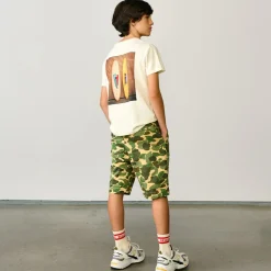 Bermuda en Coton & Lin Stan camouflage kaki