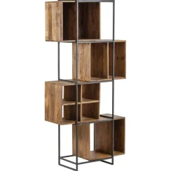 Bibliothèque 10 cases manguier stockholm naturel ciré - 85x35x180 cm