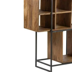 Bibliothèque 10 cases manguier stockholm naturel ciré - 85x35x180 cm