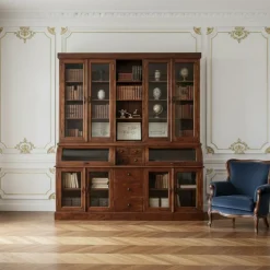 Bibliothèque 2 corps grand modèle Acacia Cara Marron - 209x52x232 cm