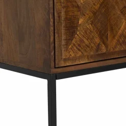 Bibliothèque 2 portes 6 niches manguier kama marron - 90x40x180 cm