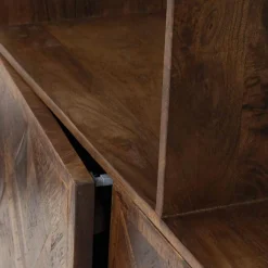 Bibliothèque 2 portes 6 niches manguier kama marron - 90x40x180 cm