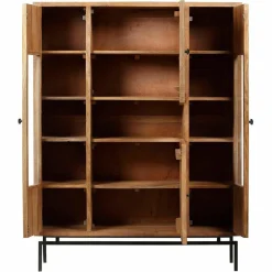 Bibliothèque 4 portes manguier sculpture naturel - 12x40x155 cm